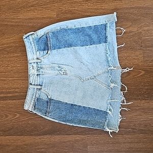 PacSun two toned denim skirt distressed high-low cut sz 28 EUC!
